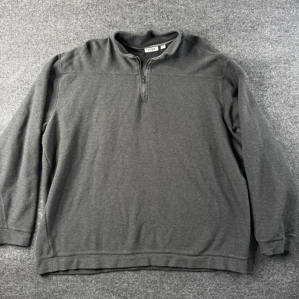 Rowm Mens Size 4XT Quarter-Zip Pullover Sweater‎ Gray Textured